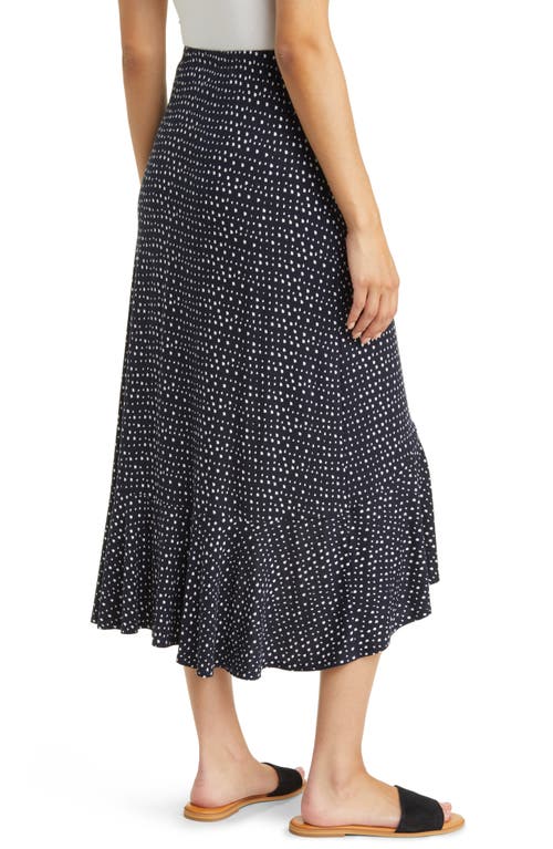 Shop Loveappella Flounce Midi Skirt In Black/ivory