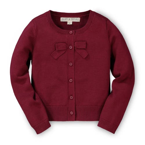 Hope & Henry Girls' Bow Front Cardigan, Infant In Berry