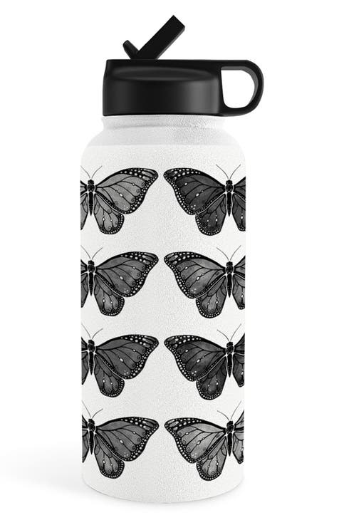 Water Bottle Butterfly Grey