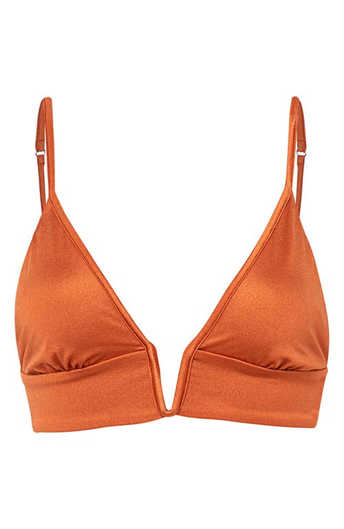 Shop Maaji Satin Umber Parade Reversible Bikini Top In Copper