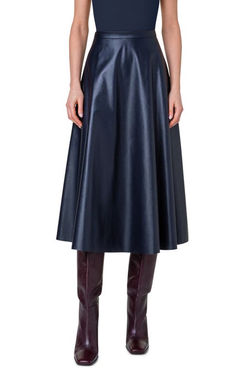 Faux Leather Skirt in Navy