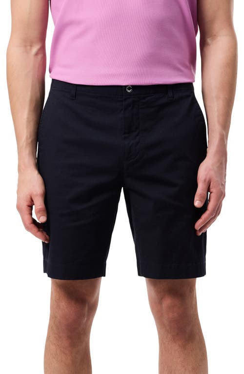 Diego Flat Front Stretch Cotton Chino Shorts in Navy