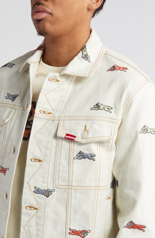 Shop Icecream Parade Embroidered Trucker Jacket In Antique White