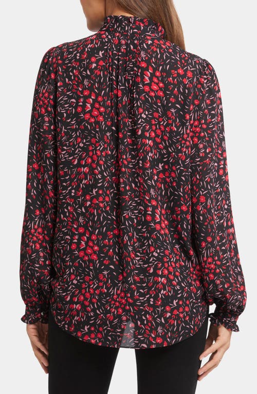 Nydj Pleated Yoke Long Sleeve Peasant Blouse In Beulah Basin