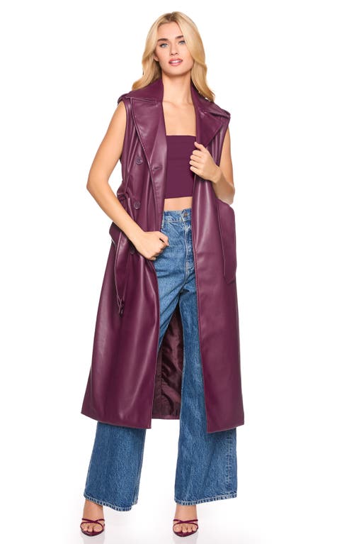 Shop Susana Monaco Faux Leather Sleeveless Trench Coat In Malbec