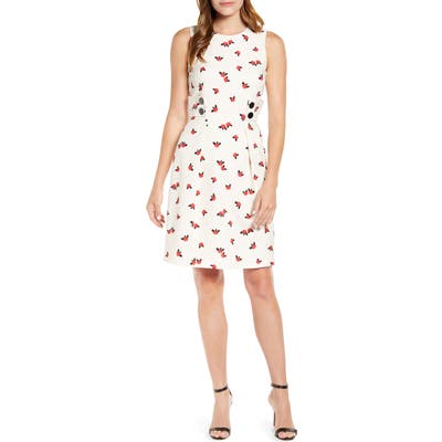Anne Klein Chatterly Rose Fit & Flare Dress, White