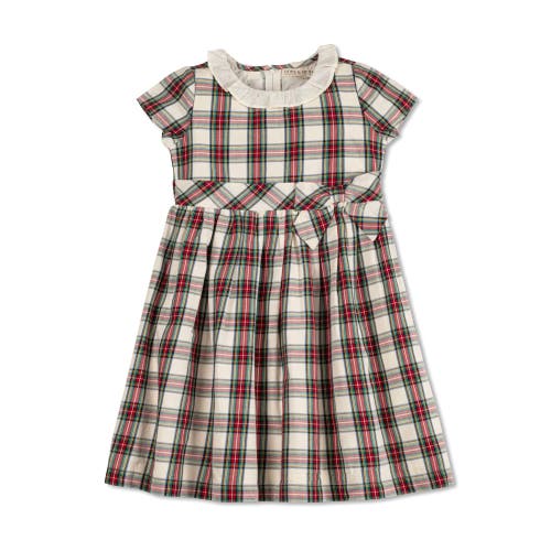 Hope & Henry Girls' Organic Ruffle Collar Party Dress, Kids In Ivory Holiday Tartan