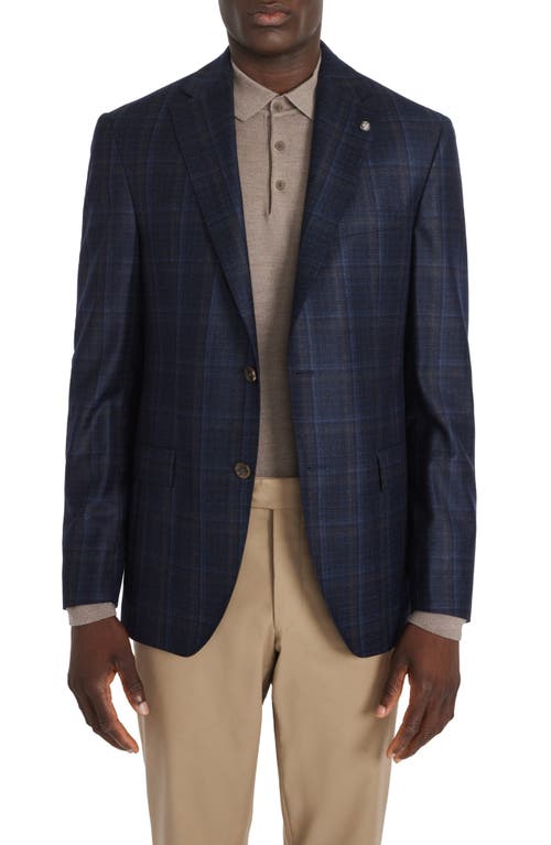 Midland Soft Constructed Super 130s Wool Plaid Sport Coat in Blue