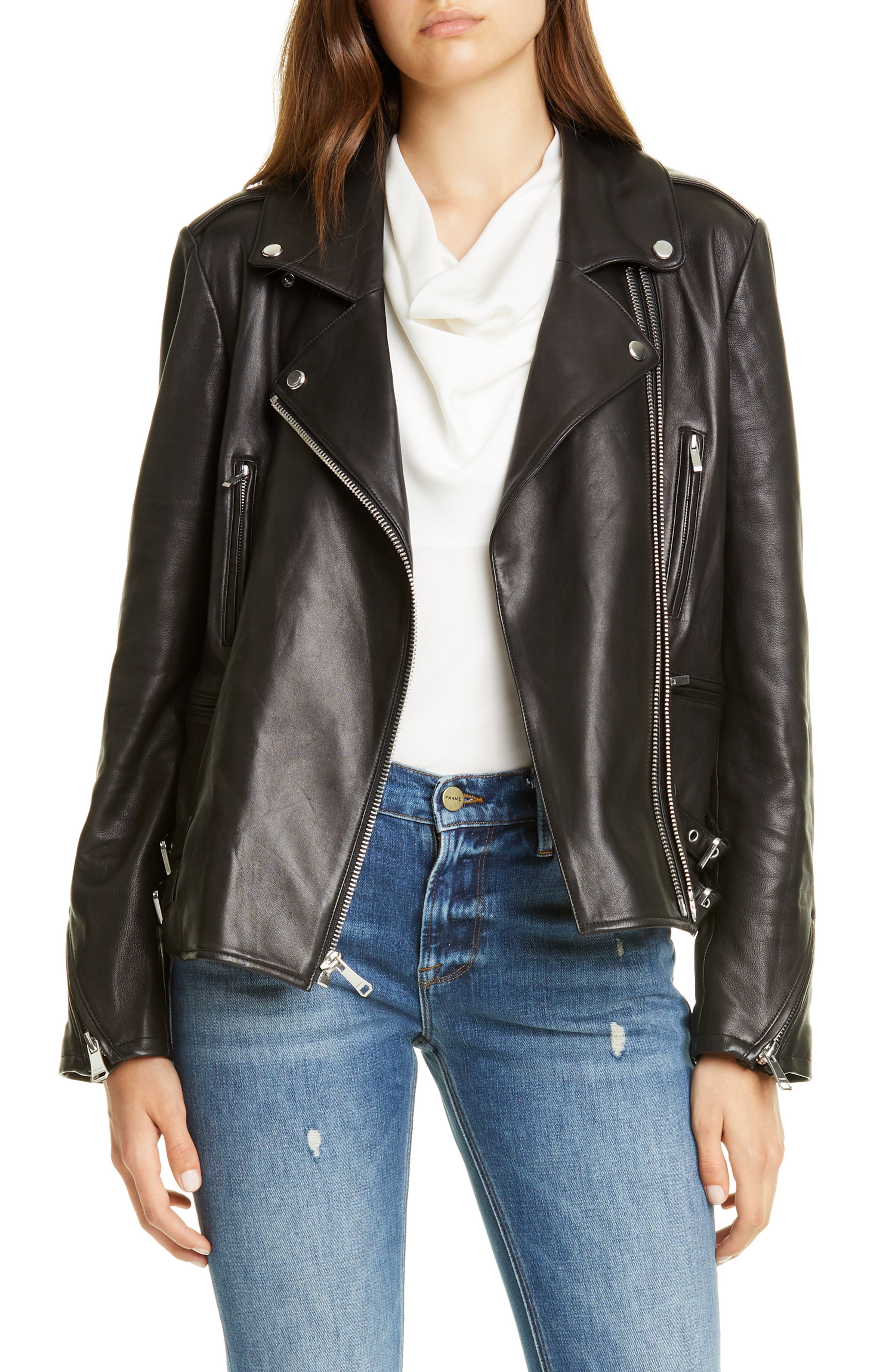 frame denim leather jacket