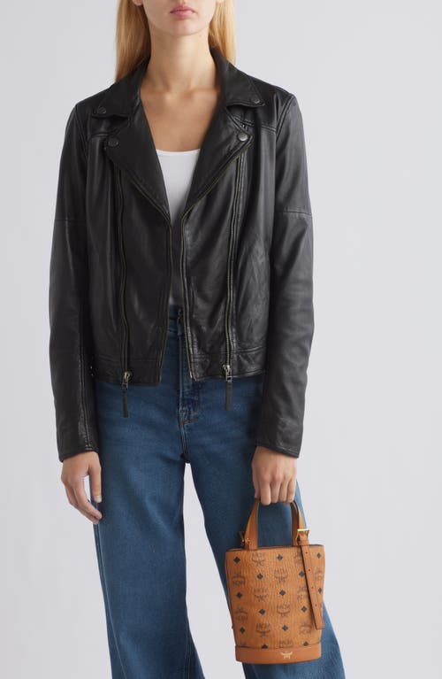 Mcm Mini Aren Vi Visetos Coated Canvas Bucket Bag In Cognac