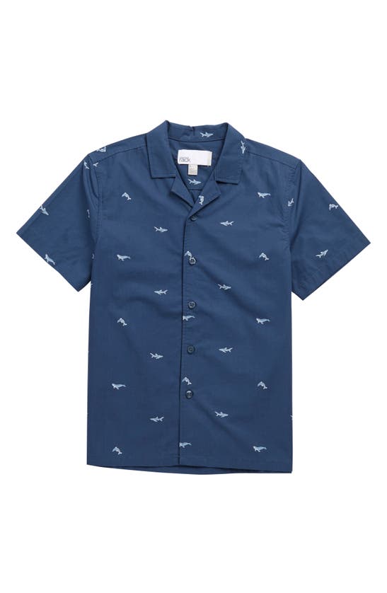 Nordstrom Rack Kids' Short Sleeve Button Front Shirt In Blue