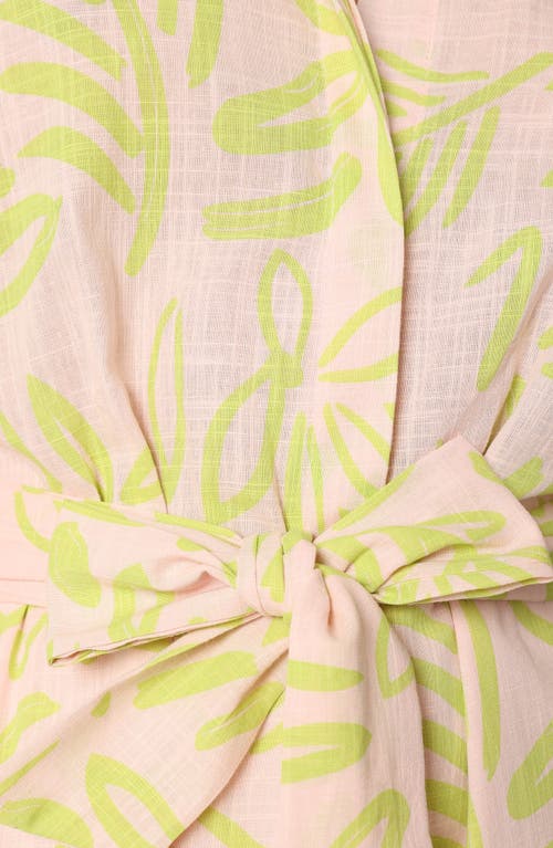 Petal And Pup Petal & Pup Dolce Tie Waist Cotton Romper In Green