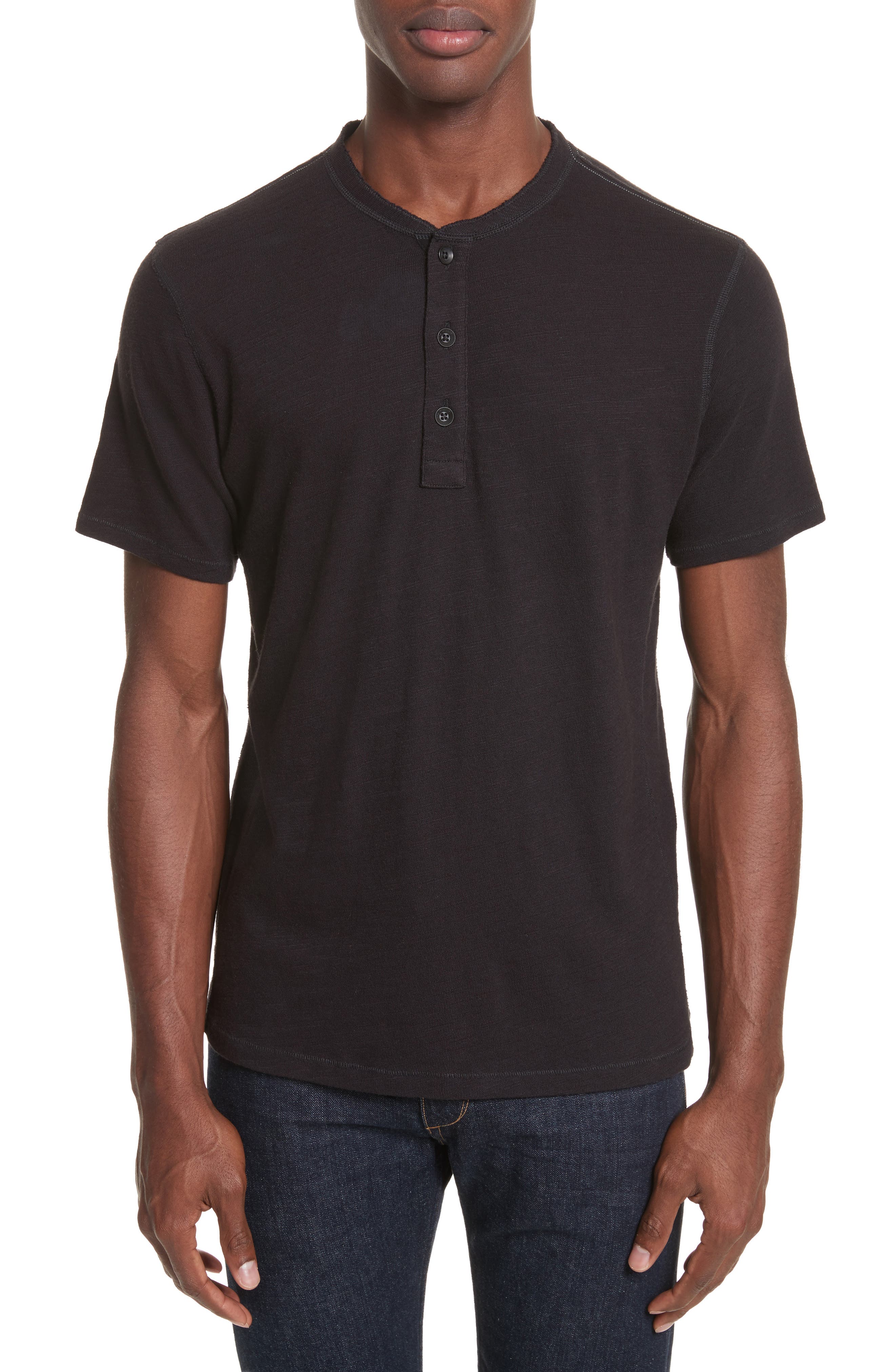 Essentials Mens Regular-Fit Long-Sleeve Henley Shirt 