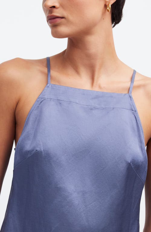 Madewell High Neck Minidress In Sunfaded Indigo