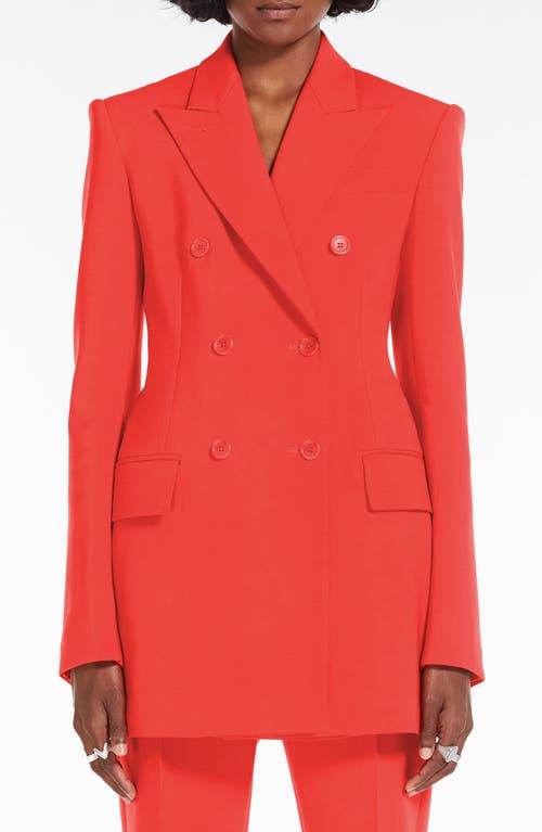 SPORTMAX Double Breasted Stretch Virgin Wool Blazer Coral at Nordstrom,