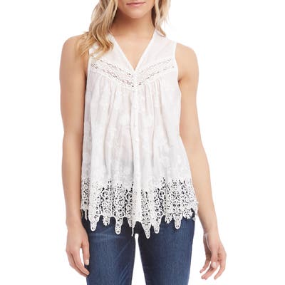 Karen Kane Embroidered Lace Top, White