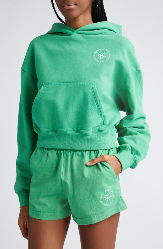 Shop Sporty And Rich Cropped Cotton Hoodie In Verde