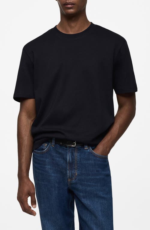 Shop Mango Regular Fit Cotton Crewneck T-shirt In Dark Navy