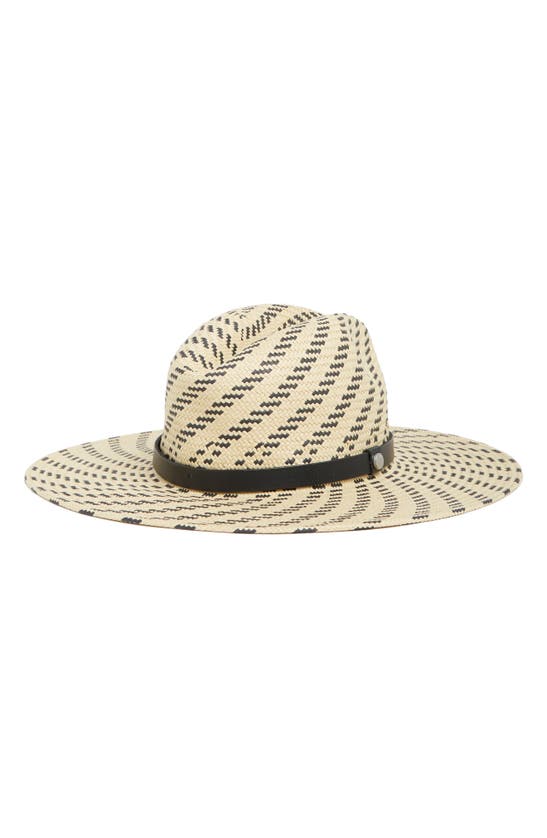 Shop Allsaints Striped Straw Fedora Hat In Natural