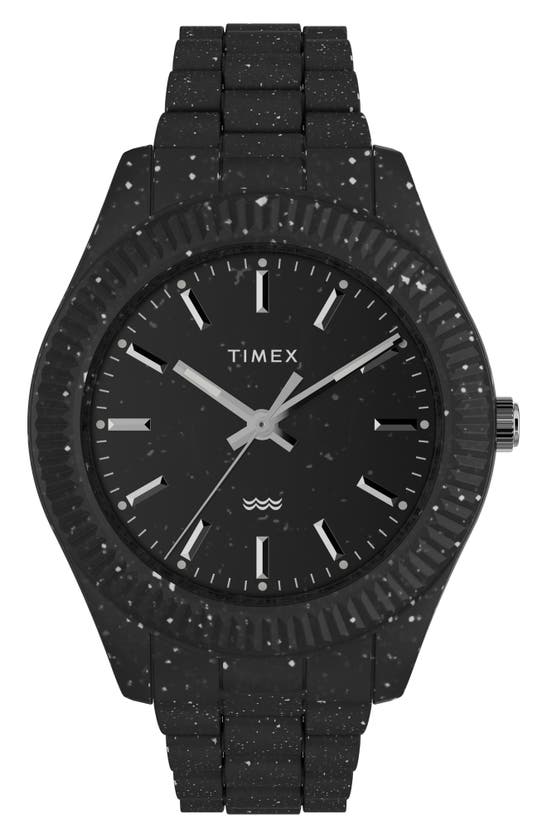 Timex Legacy Ocean Recycled Plastic Bracelet Watch, 42mm In Black