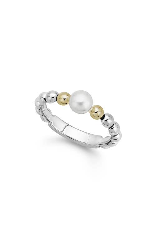 Lagos Sterling Silver & 18k Yellow Gold Luna Cultured Freshwater Pearl Ring In Silver/pearl