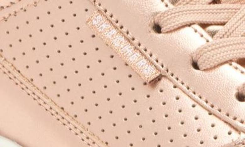 Shop Skechers Uno Metallixs Wedge Sneaker In Rose Gold