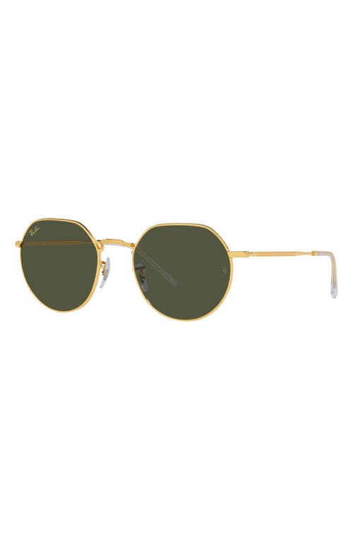 Shop Ray Ban Ray-ban Jack 53mm Round Sunglasses In Legend Gold/green