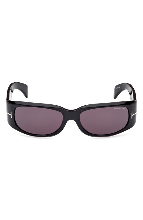 TOM FORD Corey 59mm Square Sunglasses in Shiny Black /Smoke at Nordstrom