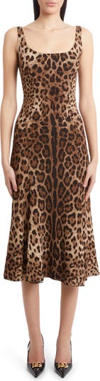 Dolce & Gabbana - Leopard Print Long Sleeve Cady Dress