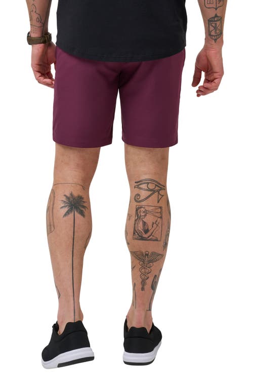 Shop Travismathew Drive-in Movie 8-inch Flat Front Stretch Shorts In Mauve Wine