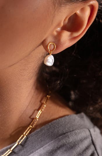 Monica Vinader Nura Freshwater Pearl Drop Frontal Hoop Earrings