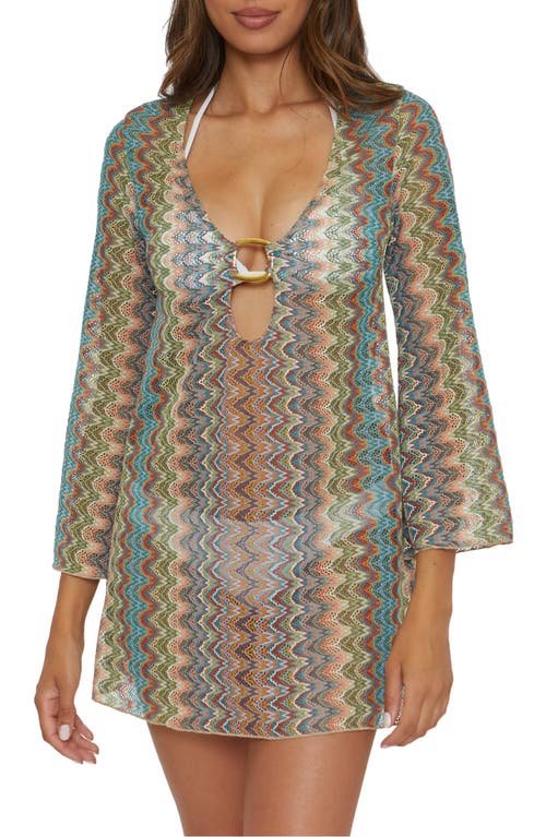 Shop Becca Rainbow Beach Knit Cover-up Tunic In Multi Beige