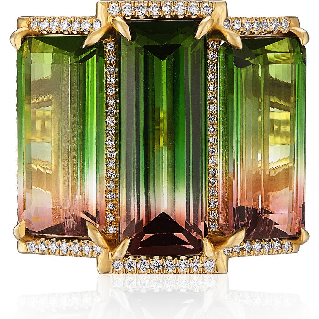 Mindi Mond Watermelon Tourmaline Cocktail Ring In 18k Yellow Gold