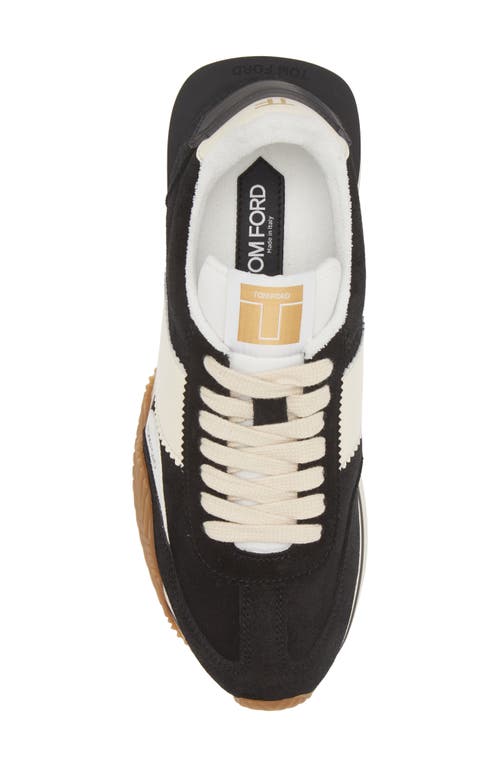 Shop Tom Ford James Mixed Media Low Top Sneaker In Black/cream