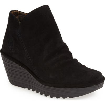 Fly London Yip Wedge Bootie-6 W - Black