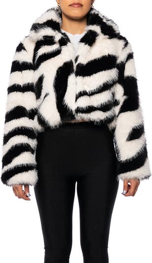 Topshop Tall Faux Shearling Cropped Car Coat In White