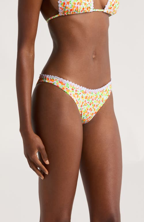 Shop Kulani Kinis Crochet Trim High Cut Bikini Bottoms In Coco Mango