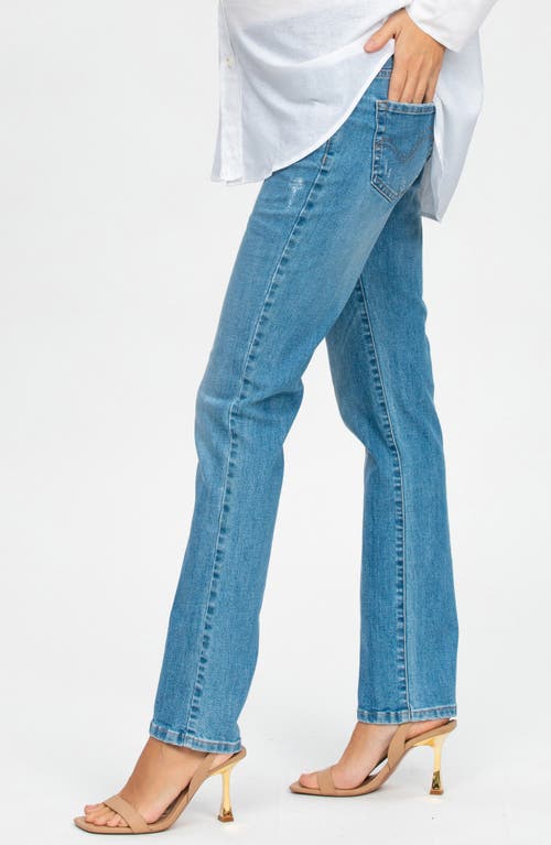 Shop Pietro Brunelli Extra Long Straight Leg Maternity Jeans In Light/pastel Blue