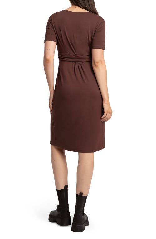 Shop Seraphine Pleat Detail Maternity/nursing Dress In Chocolat