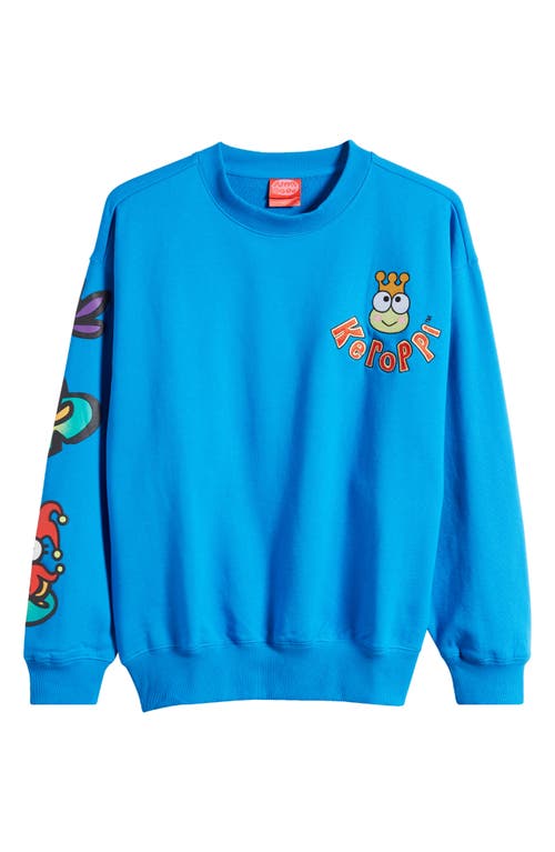 Shop Dumbgood X Sanrio Keroppi® Cotton Graphic Sweatshirt In Blue