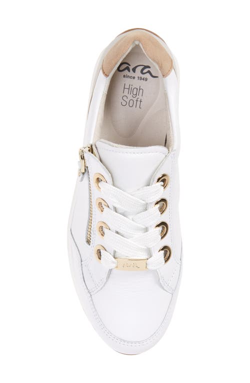 Ara Ollie Lace-up Sneaker In White Daytona/silver Metallic