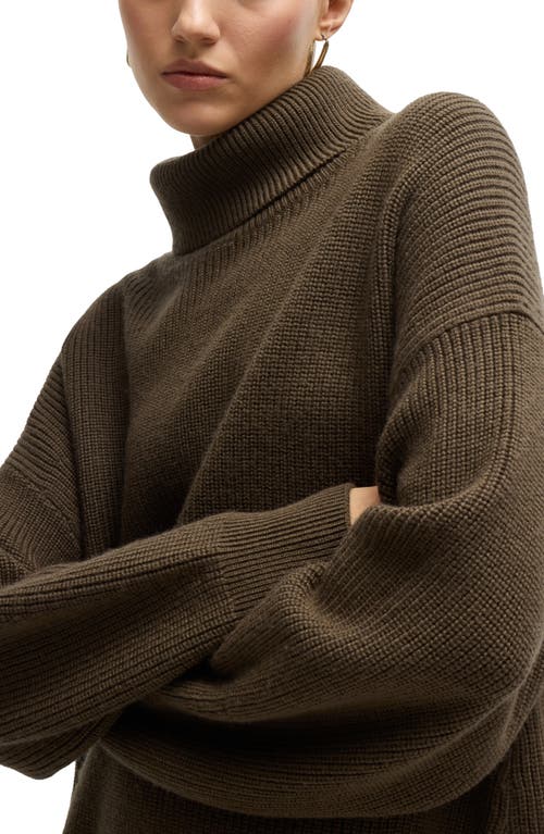 Shop Hugo Boss Boss Fernadina Turtleneck Virgin Wool Sweater In Marshland