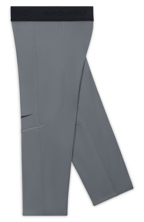 Nike Kids' Pro Dri-fit 3/4 Workout Tights In Smoke Grey/grey/black