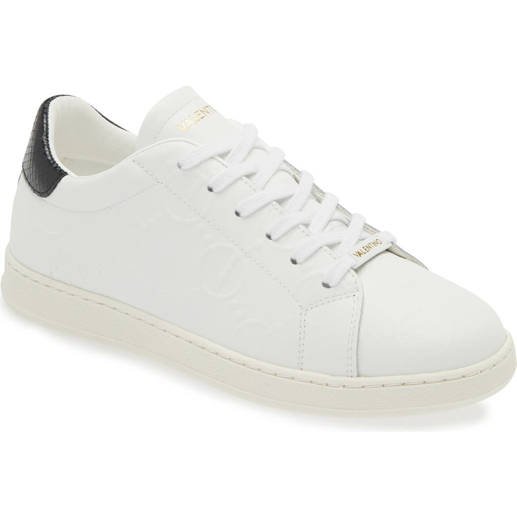 Valentino By Mario Valentino Sofia Vlogo Sneaker In White Black