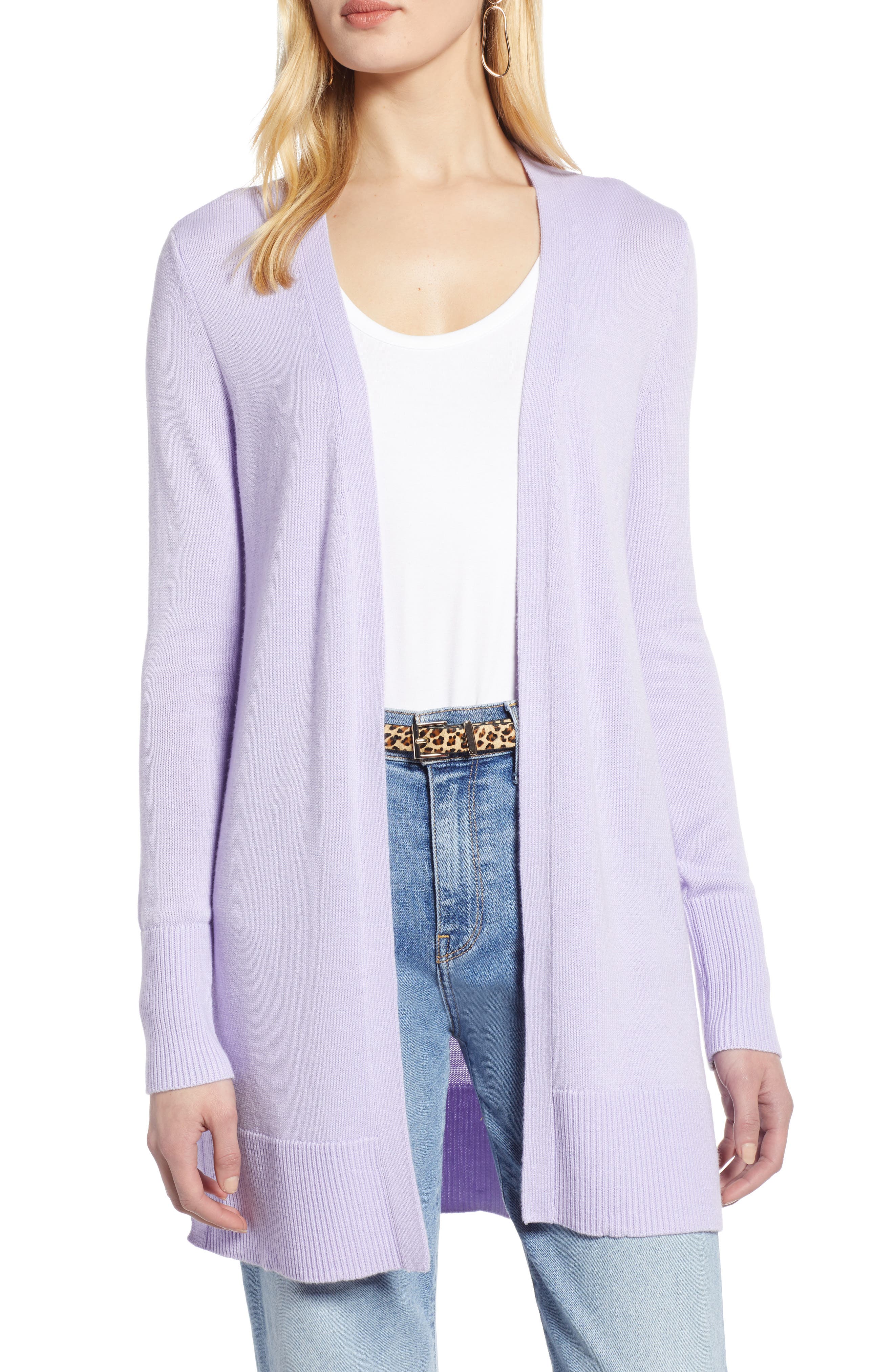 Halogen Long Cardigan, Purple