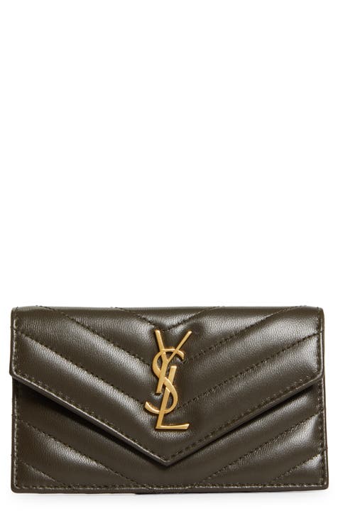 Authentic YSL Monogram Small Wallet on Chain Grained Leather
