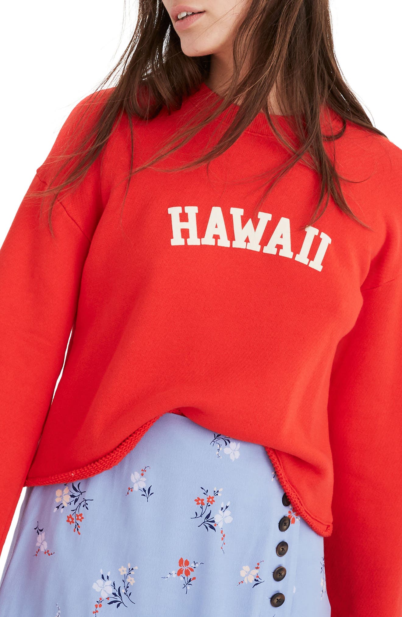 Madewell Hawaii Bell Sleeve Sweatshirt, Red