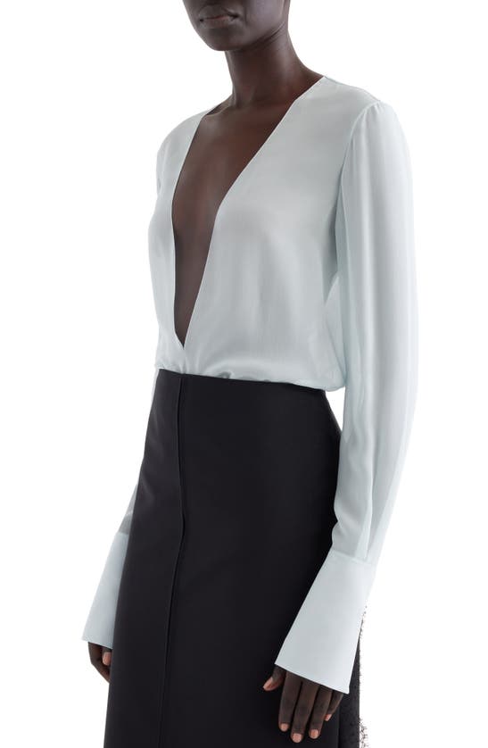 Givenchy Transparent Open-back Silk Blouse In Frost