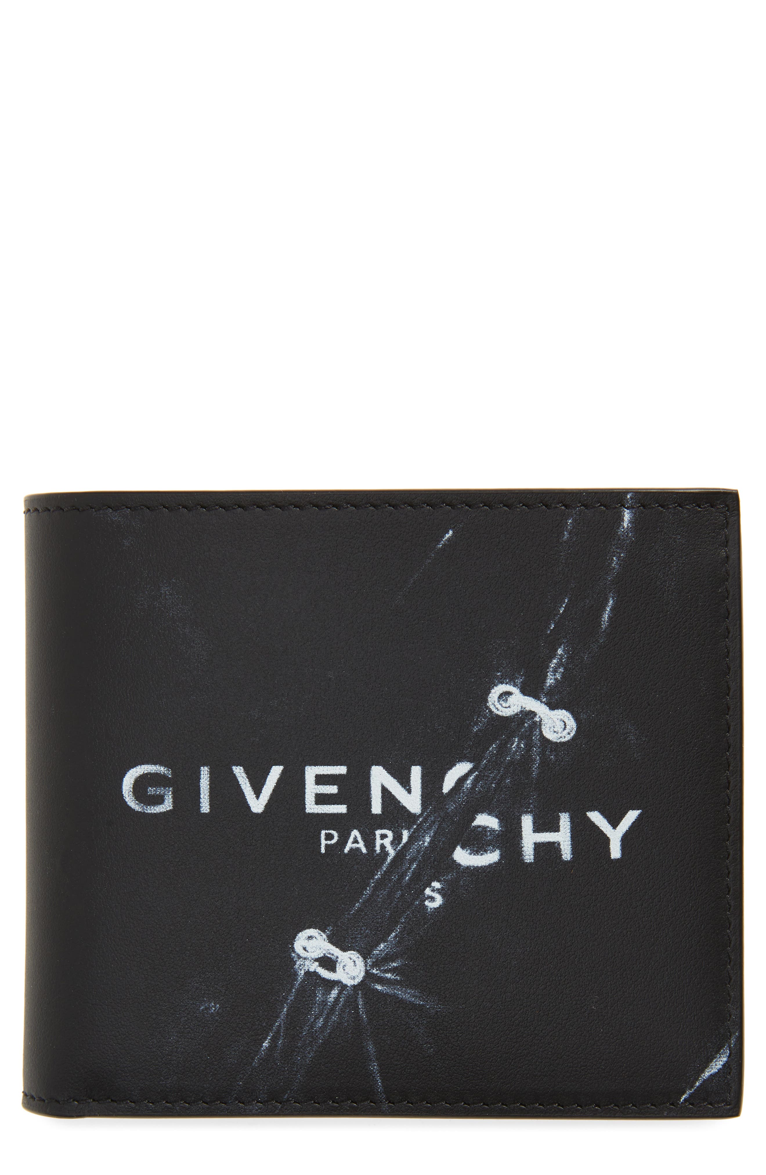Men's Givenchy Trompe L'Oeil Ring Logo Leather Bifold Wallet - Black |  Smart Closet