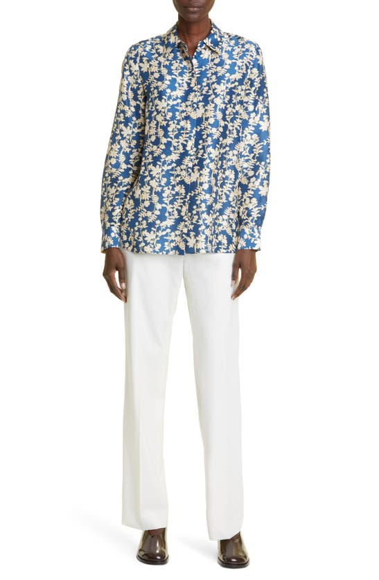 Lafayette 148 Irving Straight Leg Stretch Wool Pants In Ivory